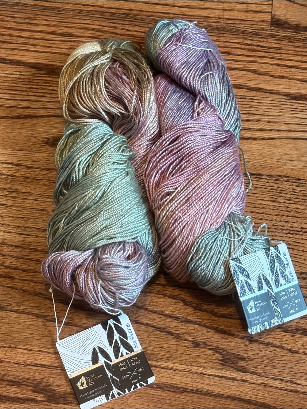 Hand Maiden Yarn Lot of 2 Sea Silk 70% Silk 30% Seacell Seashore Green Fingering